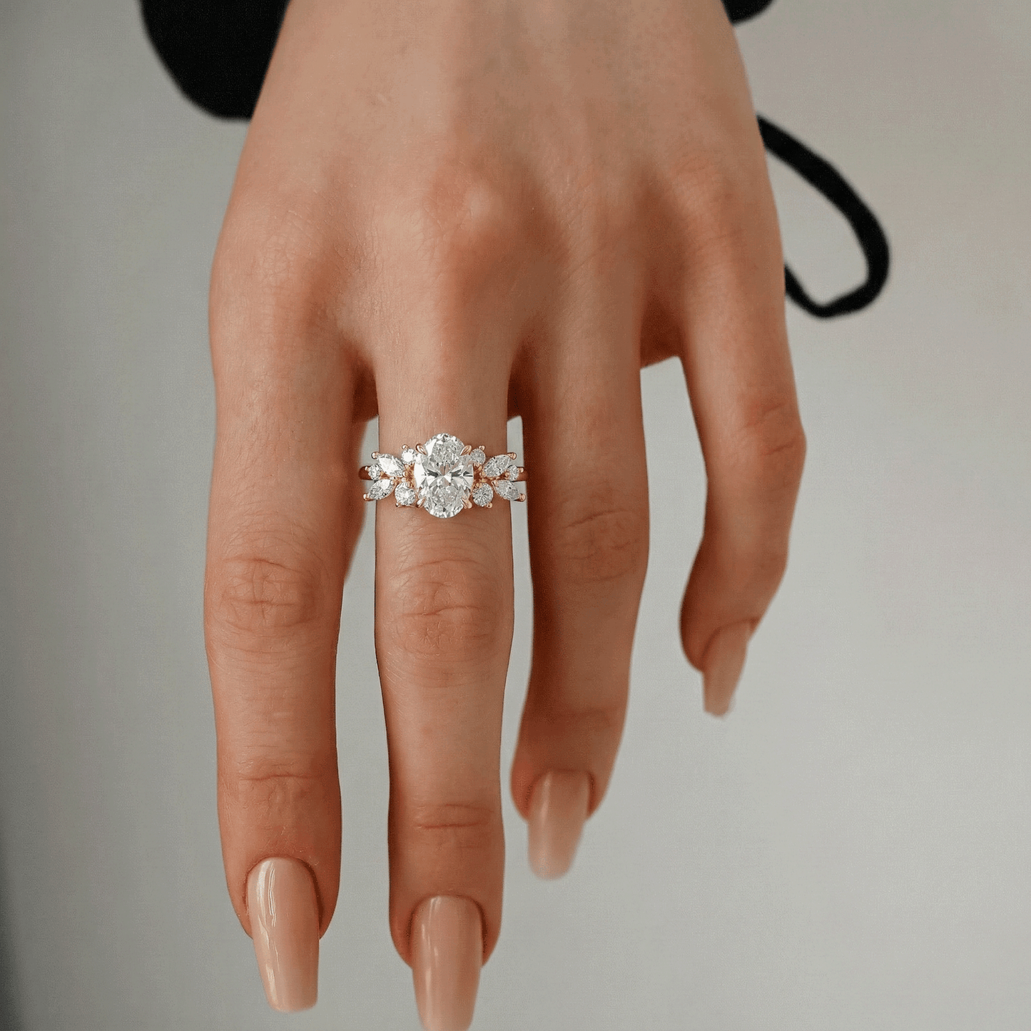 1.25 CT Oval Cluster Moissanite Engagement Ring