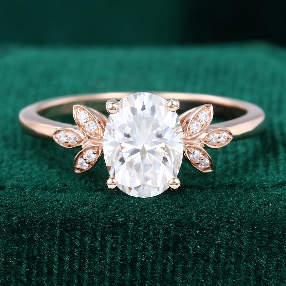 1.33 CT Oval Cluster Moissanite Engagement Ring