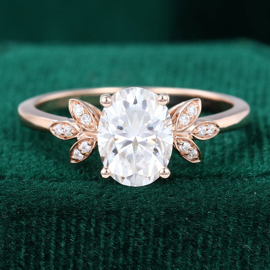 1.33 CT Oval Cluster Moissanite Engagement Ring