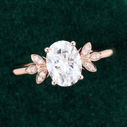 1.33 CT Oval Cluster Moissanite Engagement Ring