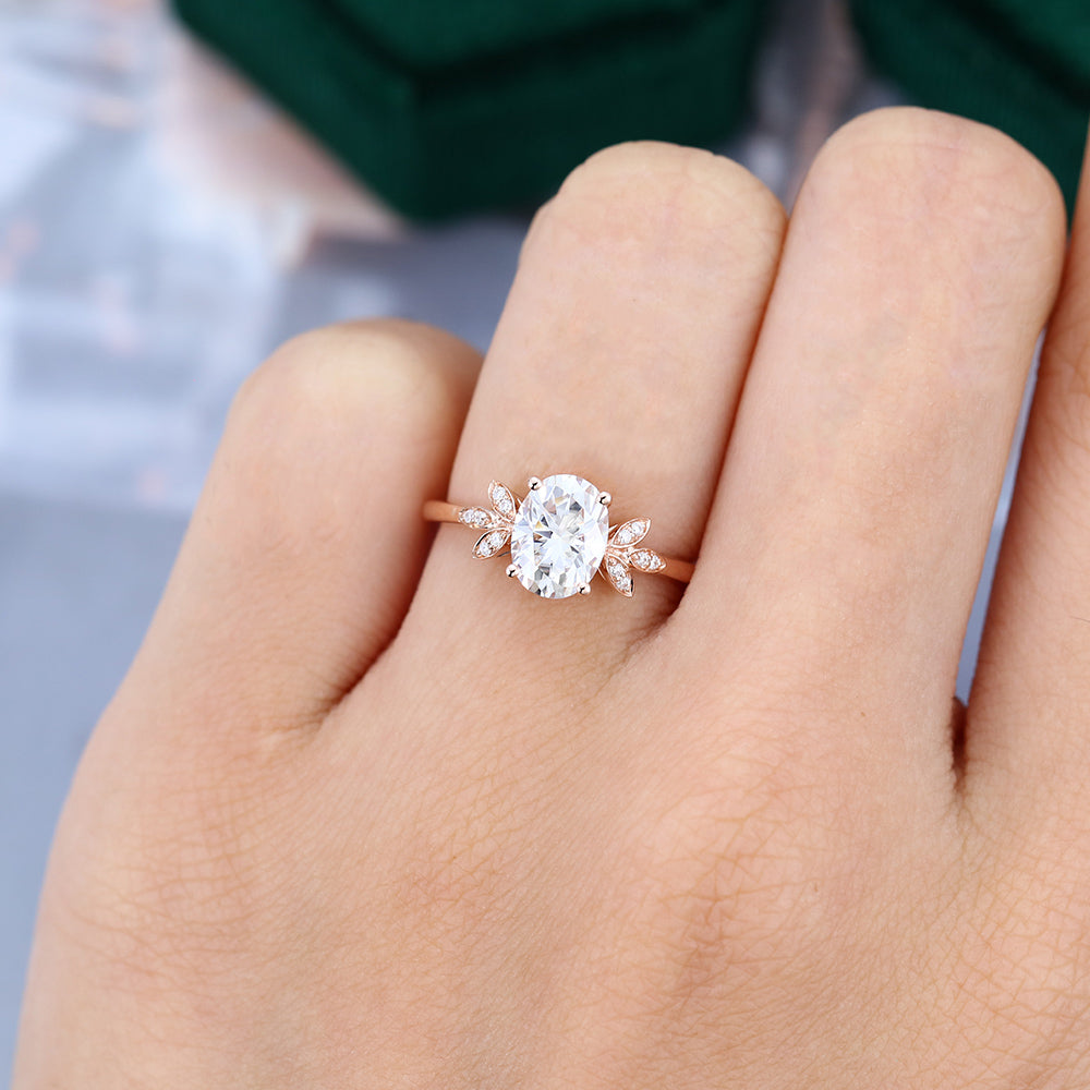 1.33 CT Oval Cluster Moissanite Engagement Ring