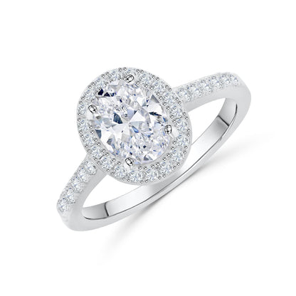 1.5 CT Oval Halo & Pave Moissanite Engagement Ring