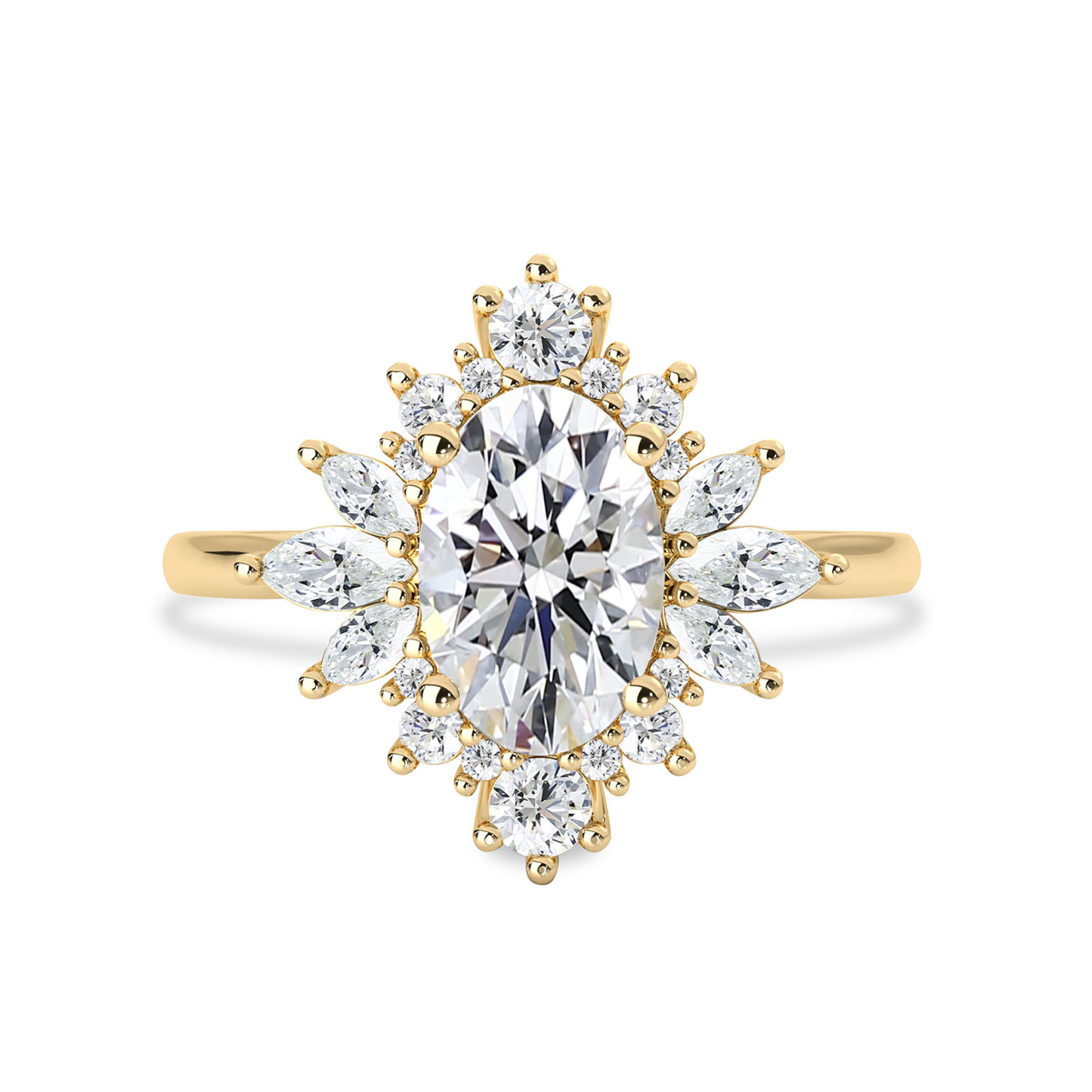 1.40 CT Oval Moissanite Cluster Engagement Ring - farrellouise