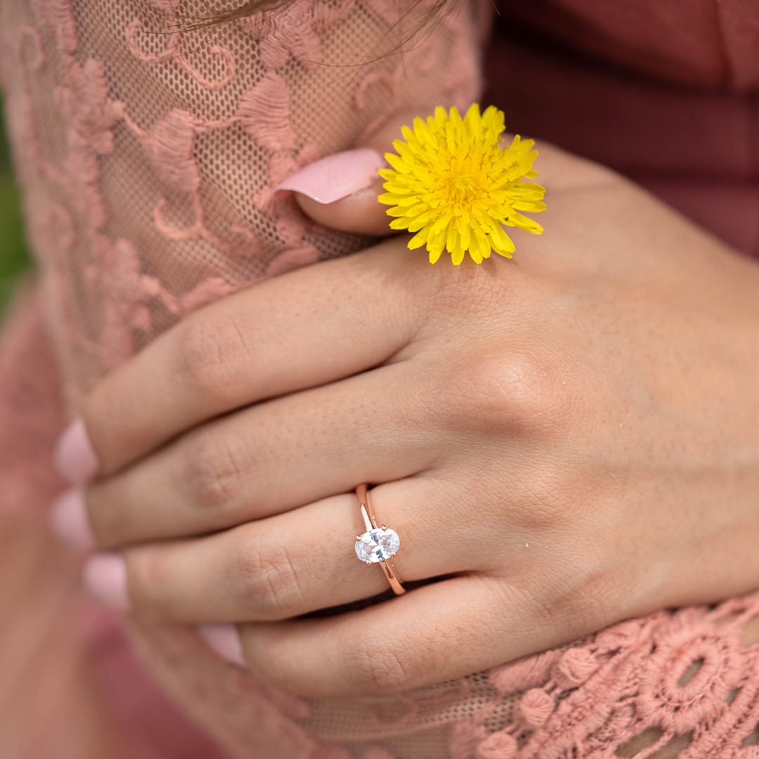 1.33 CT Oval Solitaire Moissanite Engagement Ring