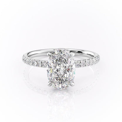 2.10 CT Oval Cut Solitaire Pave Setting Moissanite Engagement Ring 10