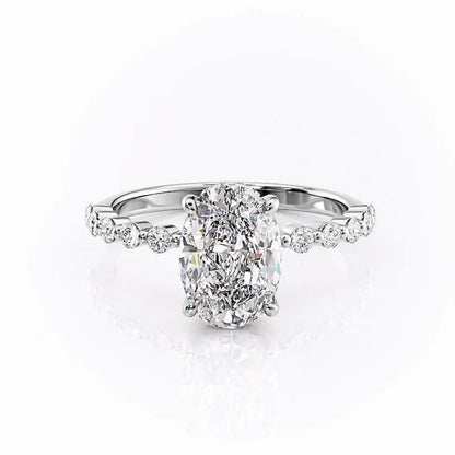 2.10 CT Oval Hidden Halo & Pave Moissanite Engagement Ring