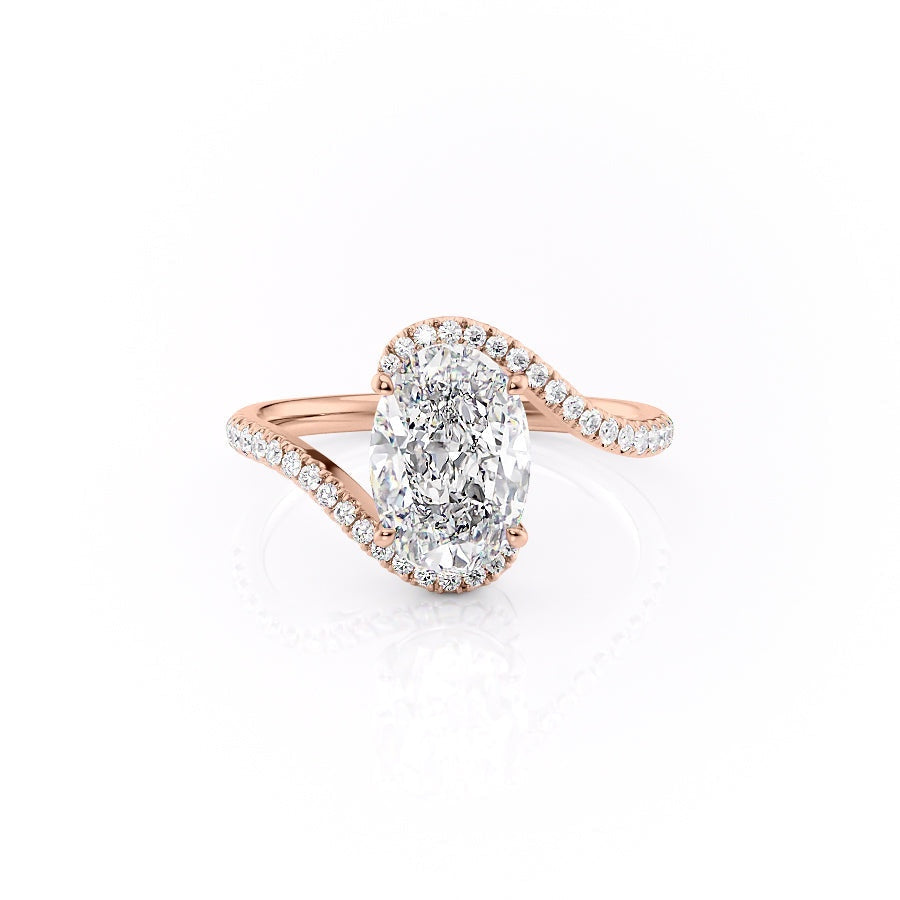 1.91 CT Oval Swirl Pave Moissanite Engagement Ring