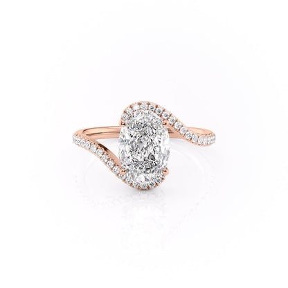 1.91 CT Oval Swirl Pave Moissanite Engagement Ring