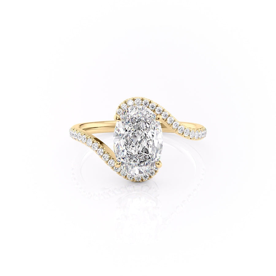 1.91 CT Oval Swirl Pave Moissanite Engagement Ring