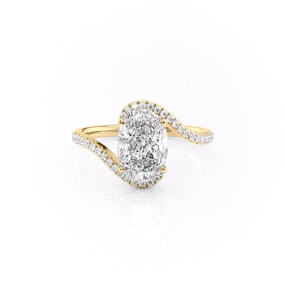 1.91 CT Oval Swirl Pave Moissanite Engagement Ring