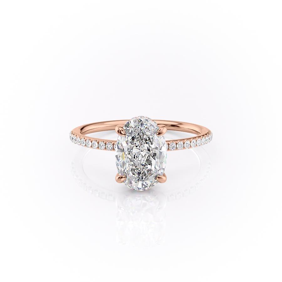 2.10 CT Oval Cut Solitaire & Pave Setting Moissanite Engagement Ring 2