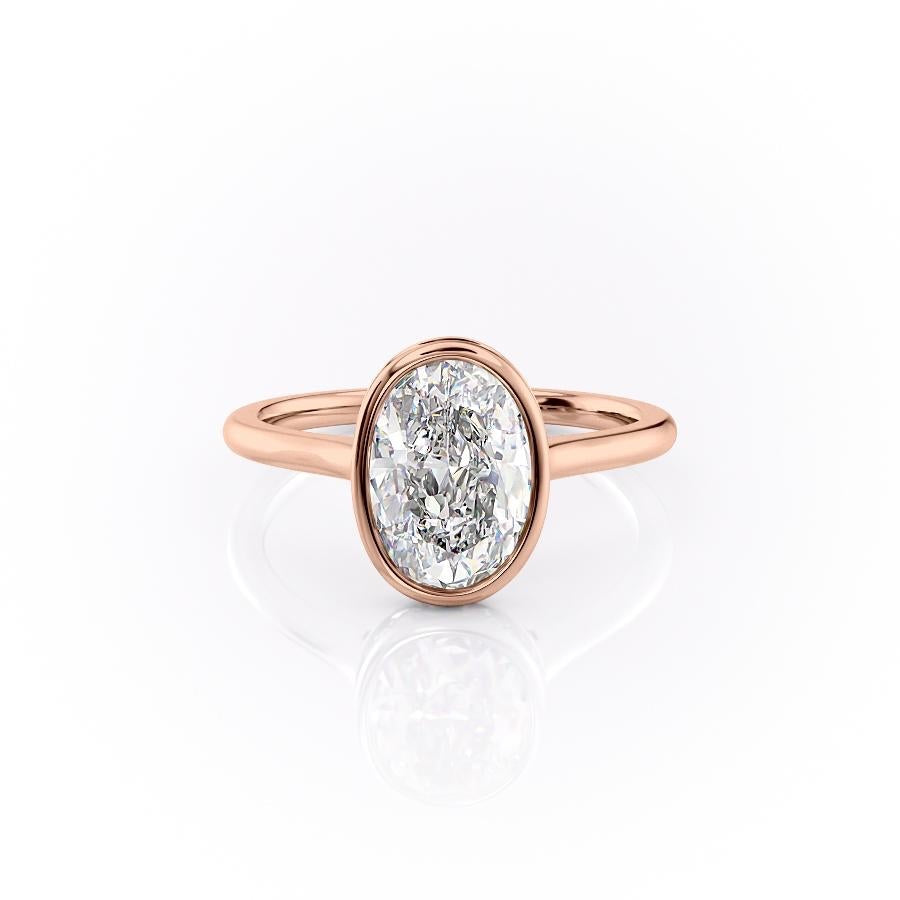 2.10 CT Oval Hidden Halo Bezel Moissanite Engagement Ring