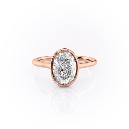 2.10 CT Oval Hidden Halo Bezel Moissanite Engagement Ring