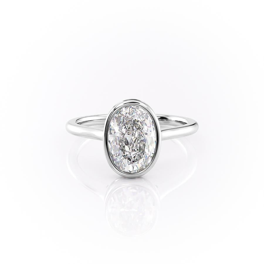 2.10 CT Oval Hidden Halo Bezel Moissanite Engagement Ring