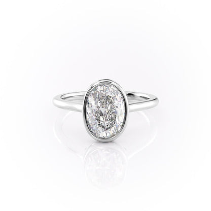 2.10 CT Oval Hidden Halo Bezel Moissanite Engagement Ring