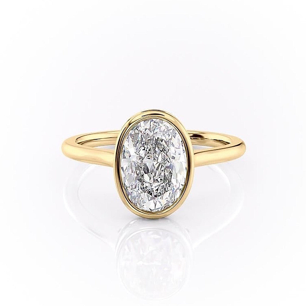 2.10 CT Oval Hidden Halo Bezel Moissanite Engagement Ring