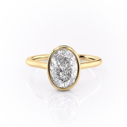2.10 CT Oval Hidden Halo Bezel Moissanite Engagement Ring