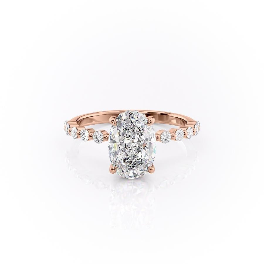 2.10 CT Oval Hidden Halo & Pave Moissanite Engagement Ring