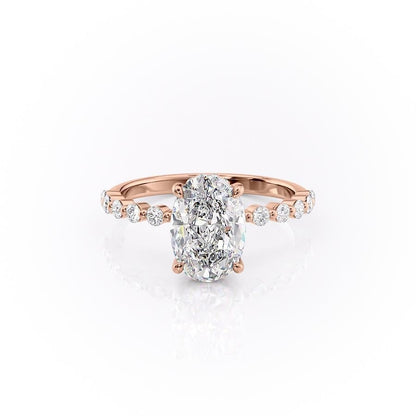 2.10 CT Oval Hidden Halo & Pave Moissanite Engagement Ring