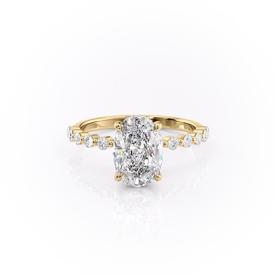 2.10 CT Oval Hidden Halo & Pave Moissanite Engagement Ring