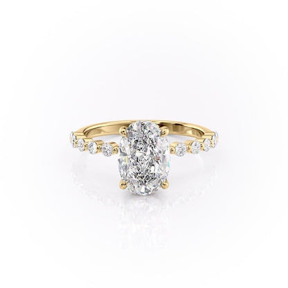 2.10 CT Oval Hidden Halo & Pave Moissanite Engagement Ring