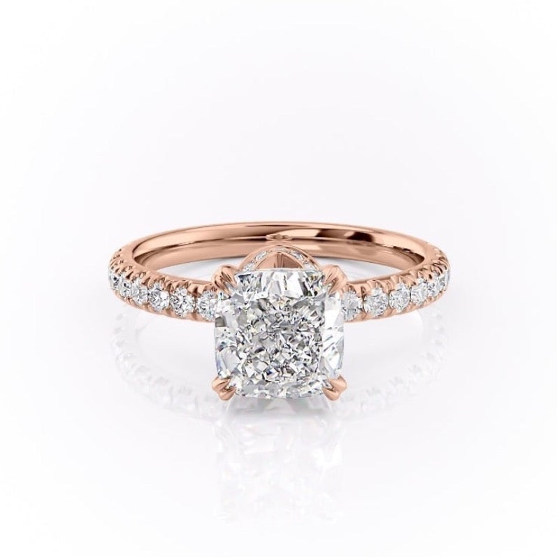 2.15 CT Cushion Cut Pave Moissanite Engagement Ring 8