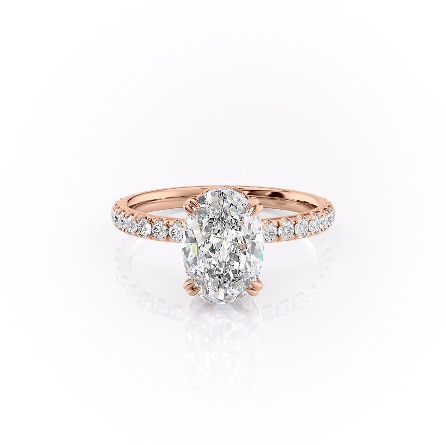 2.10 CT Oval Hidden Halo & Pave Moissanite Engagement Ring