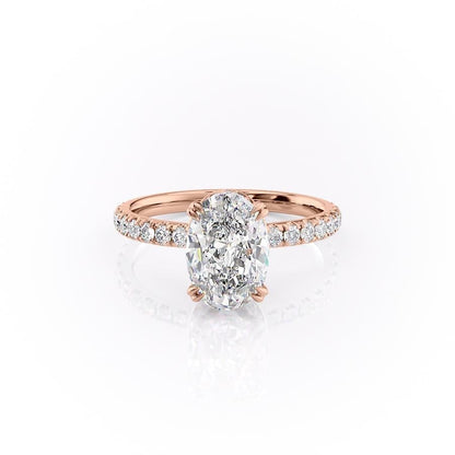 2.10 CT Oval Hidden Halo & Pave Moissanite Engagement Ring