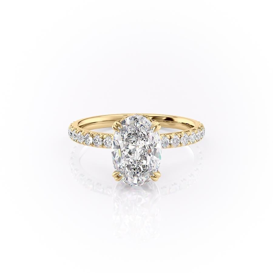 2.10 CT Oval Hidden Halo & Pave Moissanite Engagement Ring