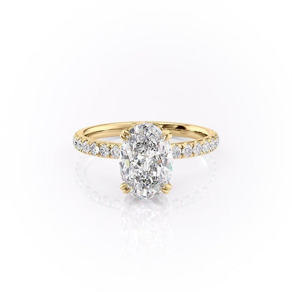 2.10 CT Oval Hidden Halo & Pave Moissanite Engagement Ring