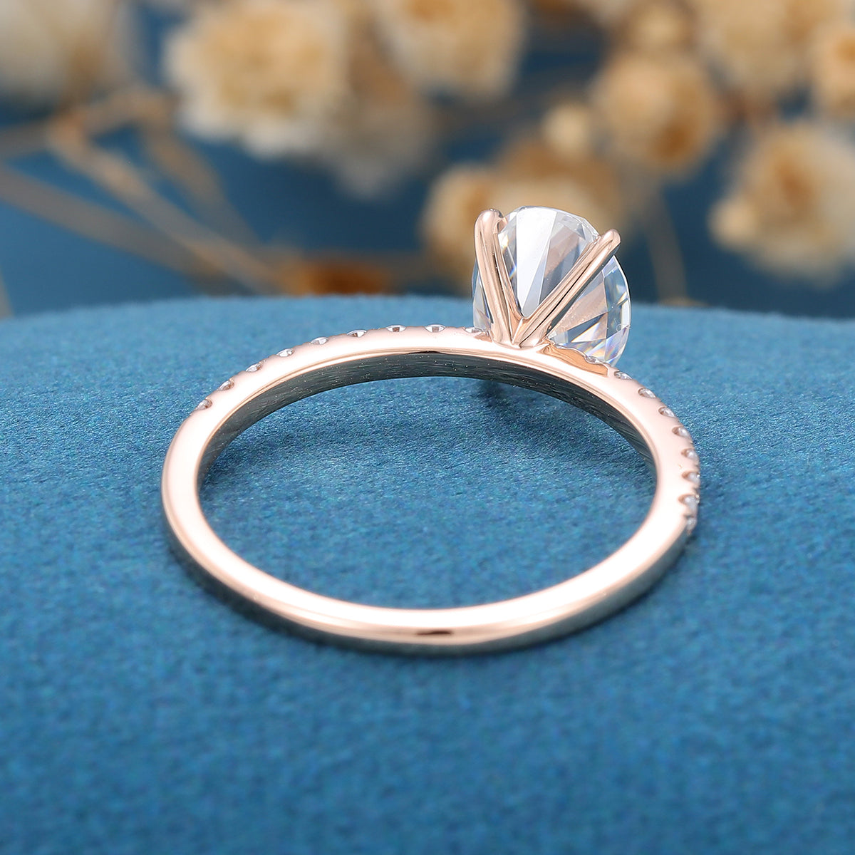 1.33 CT Oval Pave Moissanite Engagement Ring