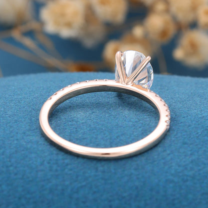 1.33 CT Oval Pave Moissanite Engagement Ring