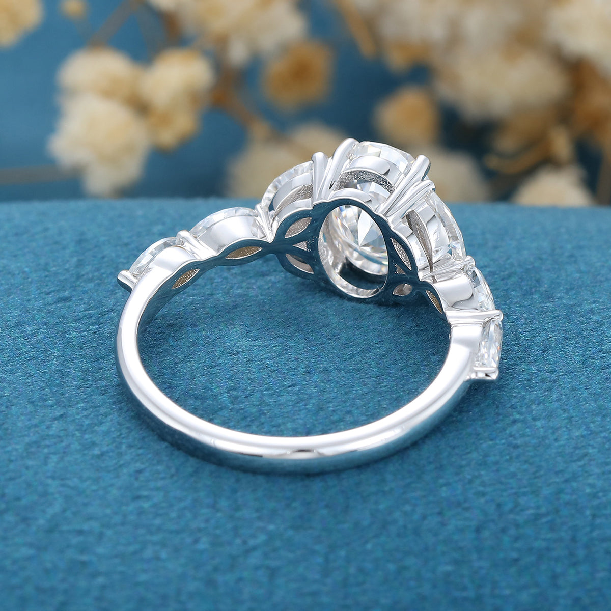 1.33 CT Oval Cluster Moissanite Engagement Ring