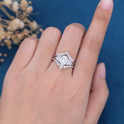 1.33 CT Oval Cluster Moissanite Bridal Set