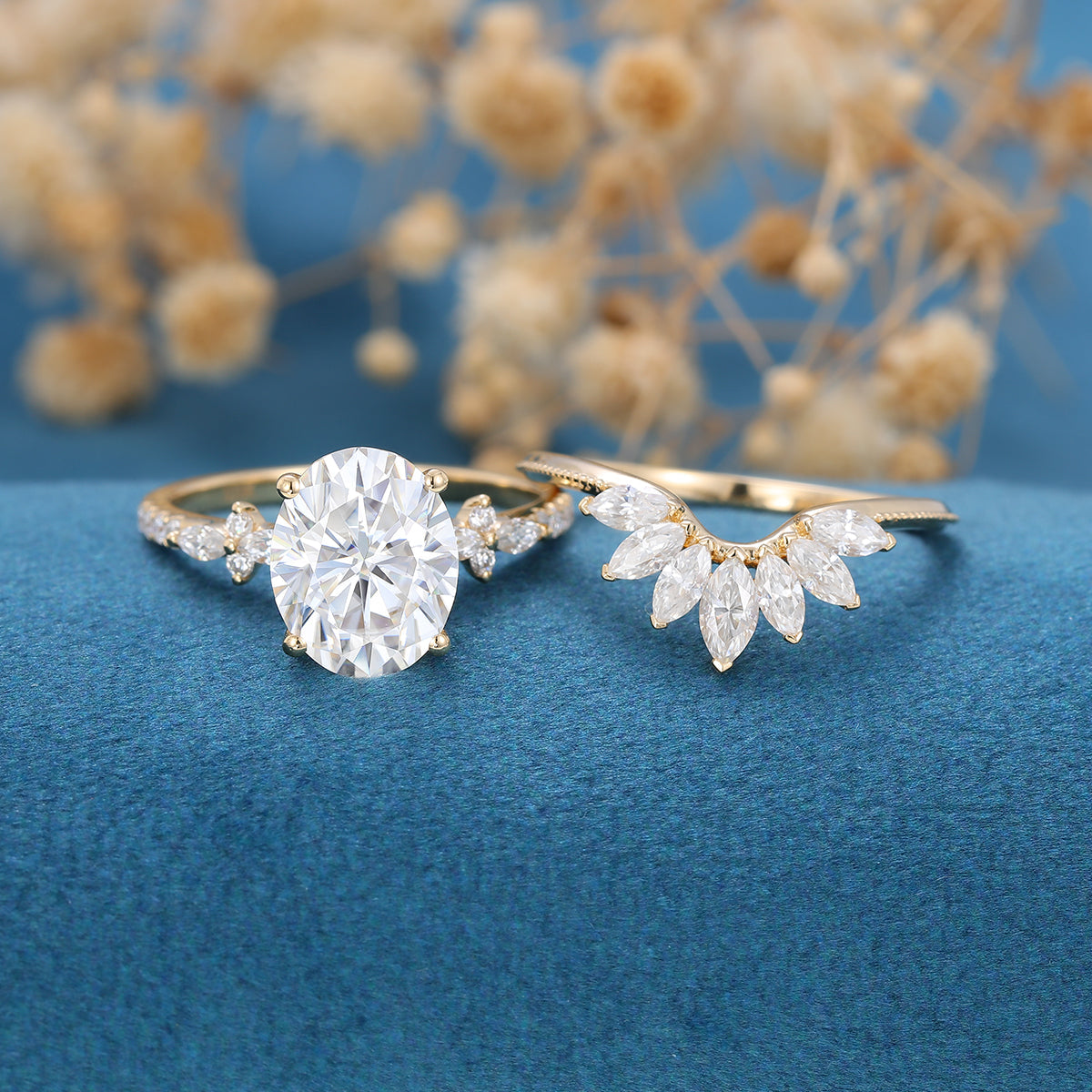 2.72 CT Oval Pave Moissanite Bridal Set