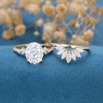 2.72 CT Oval Pave Moissanite Bridal Set