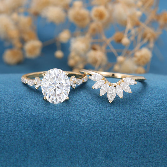 2.72 CT Oval Pave Moissanite Bridal Set