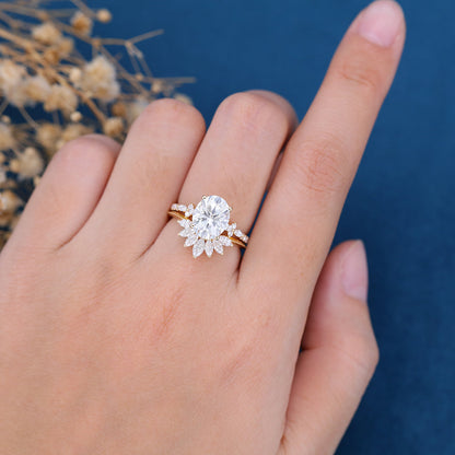 2.72 CT Oval Pave Moissanite Bridal Set