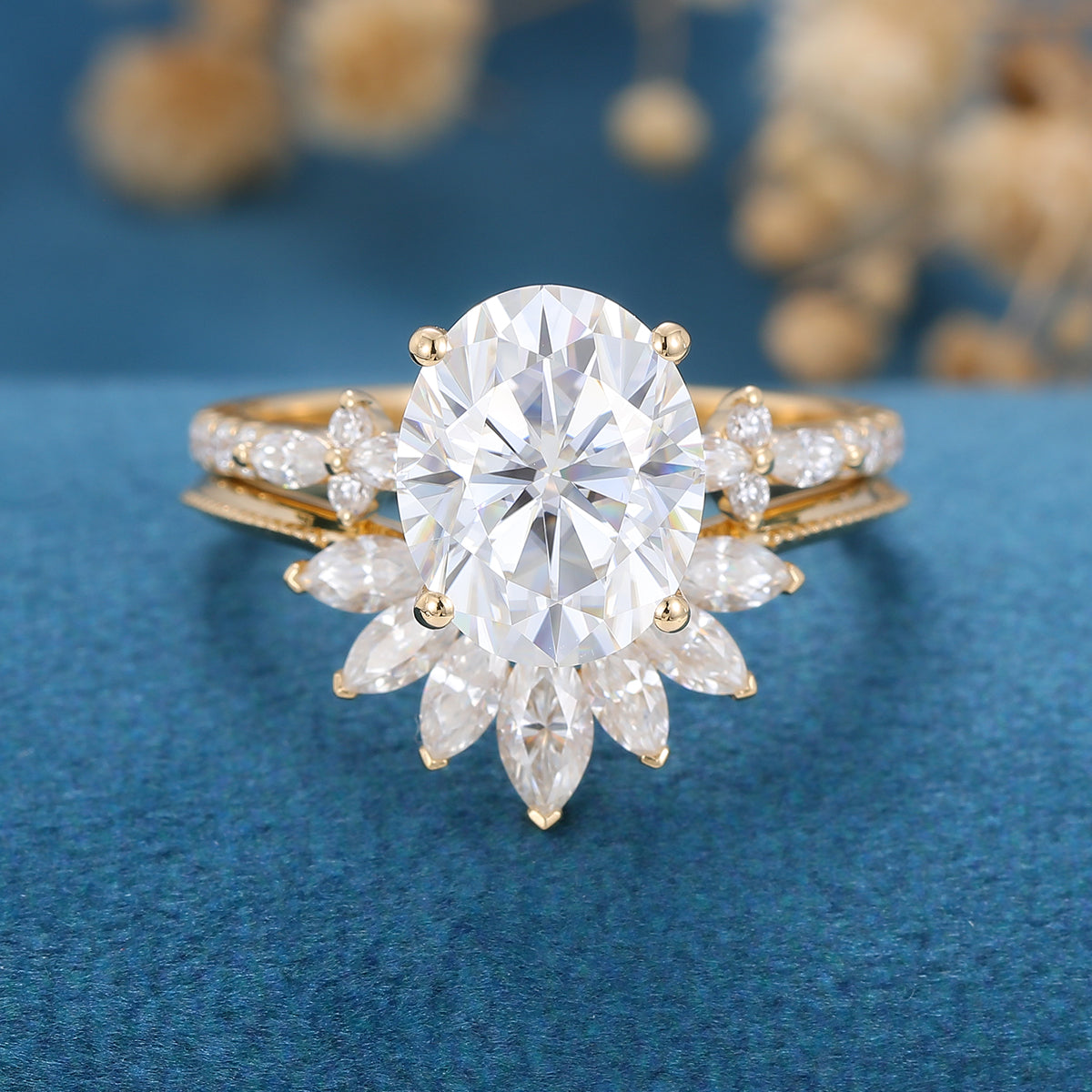 2.72 CT Oval Pave Moissanite Bridal Set