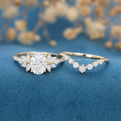 1.33 CT Oval Cluster Moissanite Bridal Set