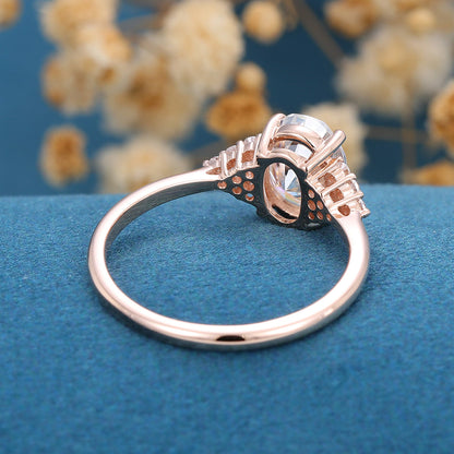 1.33 CT Oval Cluster Moissanite Engagement Ring