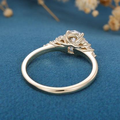 0.33 CT Oval Cluster Moissanite Engagement Ring