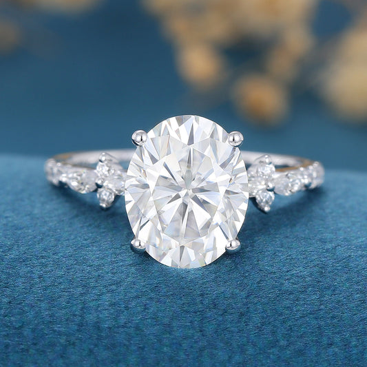 2.72 CT Oval Cluster Moissanite Engagement Ring