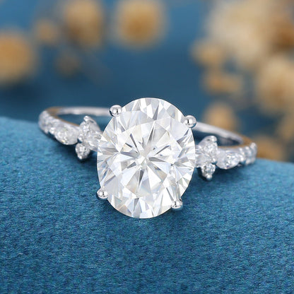 2.72 CT Oval Cluster Moissanite Engagement Ring