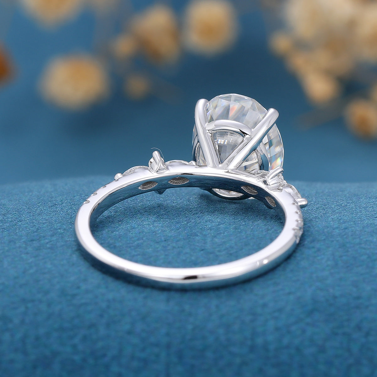 2.72 CT Oval Cluster Moissanite Engagement Ring
