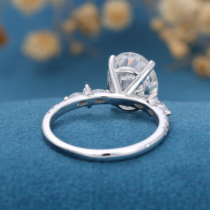 2.72 CT Oval Cluster Moissanite Engagement Ring