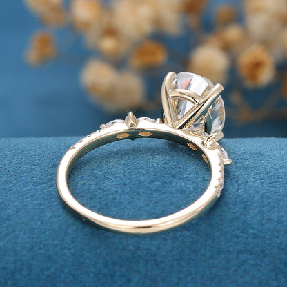 2.72 CT Oval Cluster Moissanite Engagement Ring