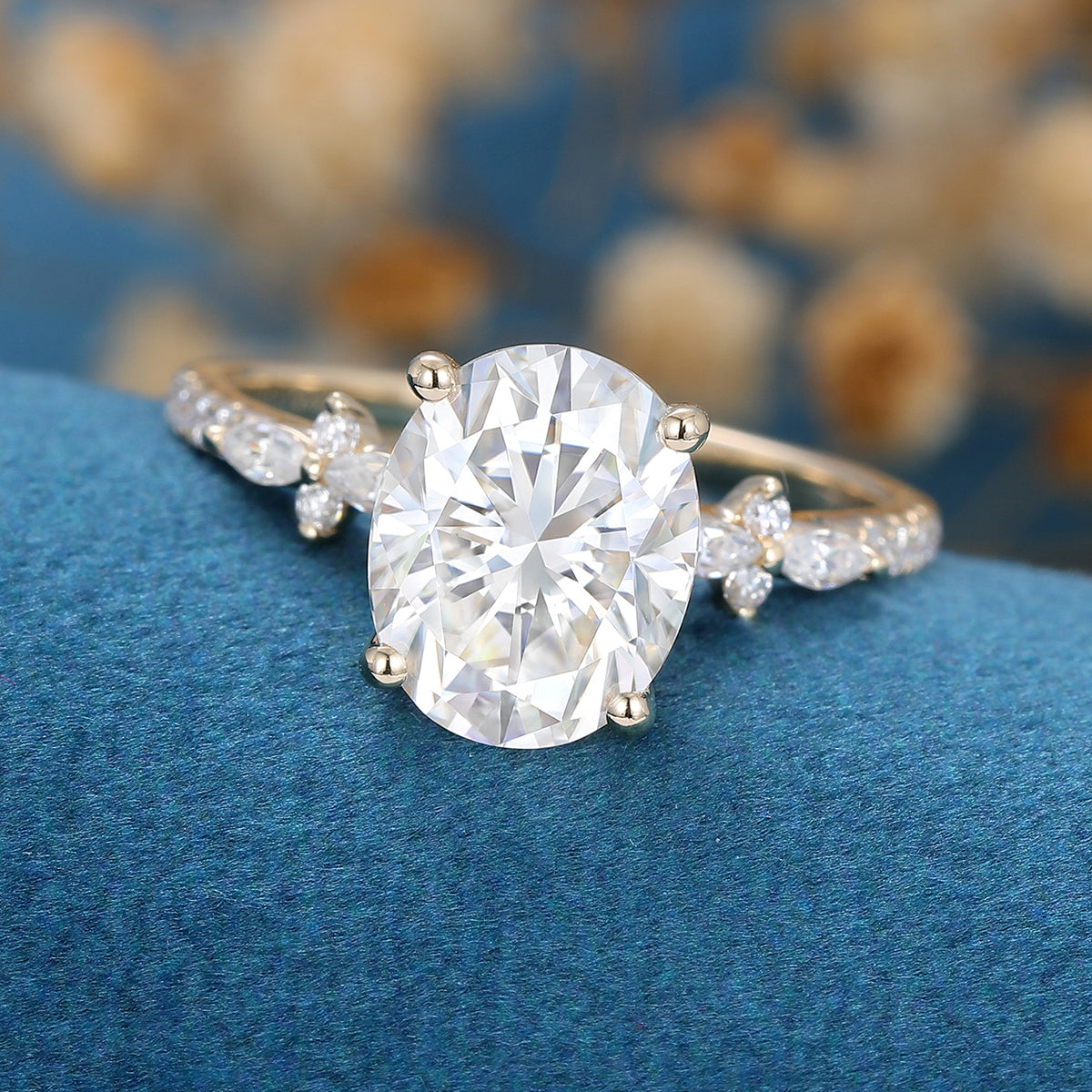 2.72 CT Oval Cluster Moissanite Engagement Ring
