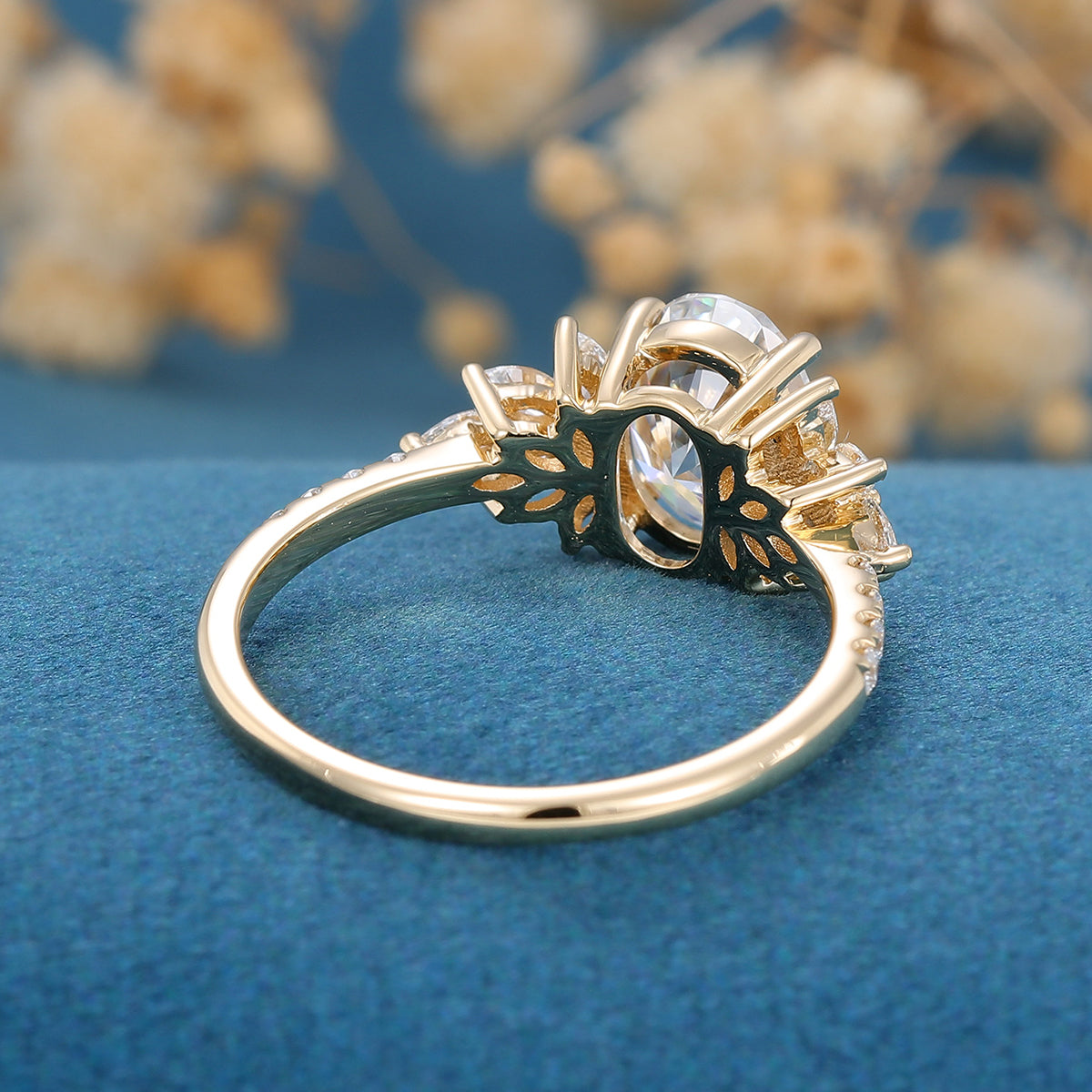 1.33 CT Oval Cluster Moissanite Engagement Ring