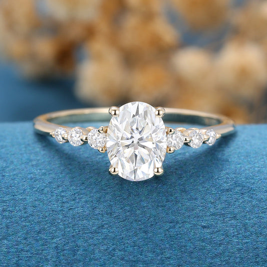 1.33 CT Oval Pave Moissanite Engagement Ring
